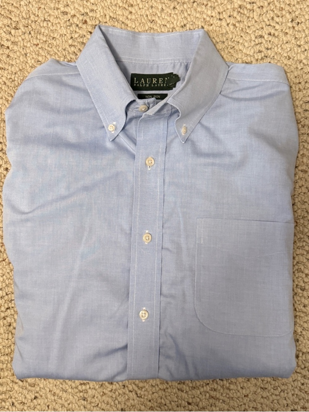 Lauren Ralph Lauren Blue Non Iron Button Down Shirt 16.5 34/35